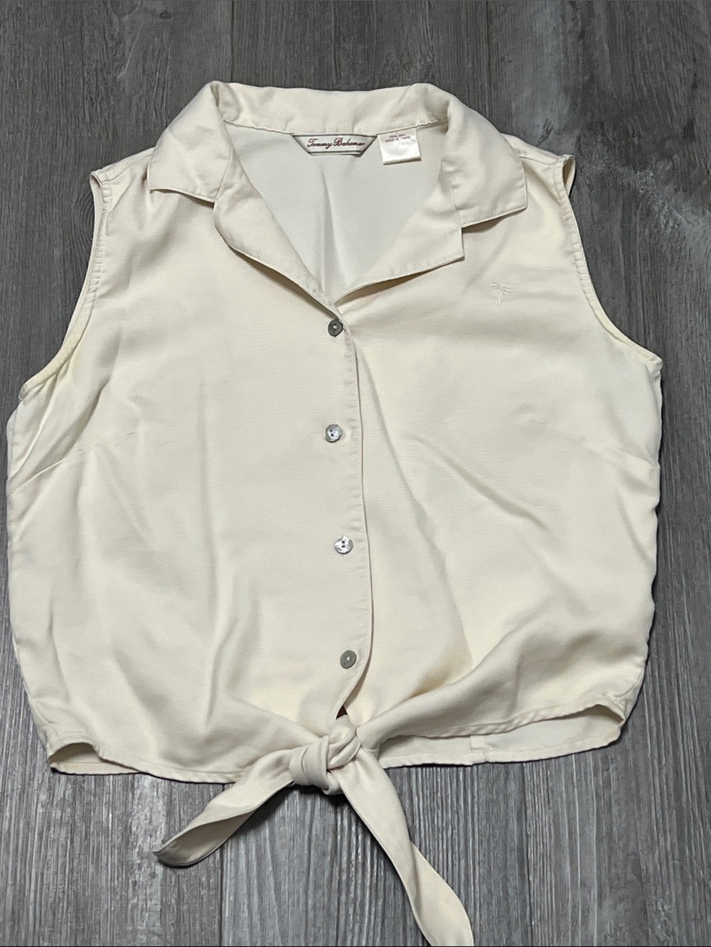 Tommy Bahama 100% silk sleeveless collared top/ ivory / size 4 (S)